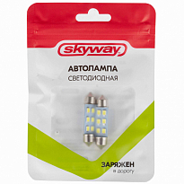 Автолампа диод T11C5W) 24V 6 SMD 1-конт 39мм Белая SKYWAY Салон, номер комплект 2 шт